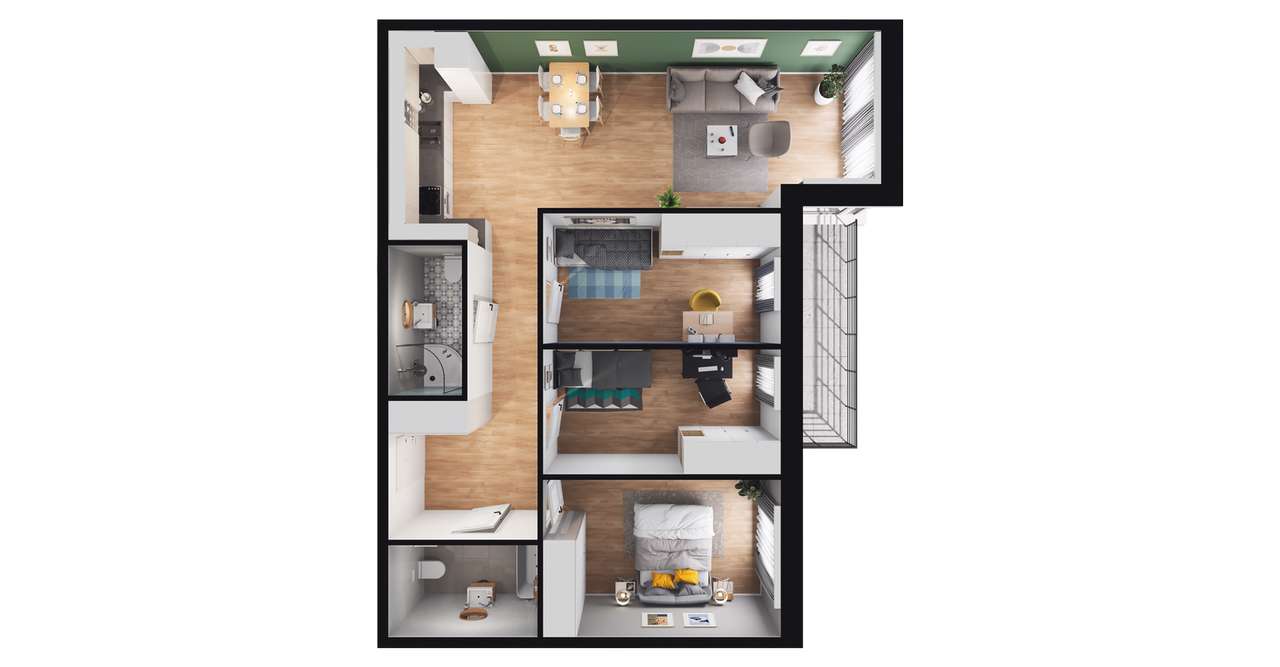 4-pokojowe mieszkanie 78m2 + balkon - Pełny obrazek: 2/8