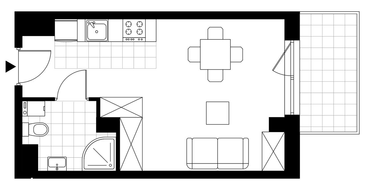 1-pokojowy apartament inwestycyjny 26m2 + balkon - Pełny obrazek: 3/8