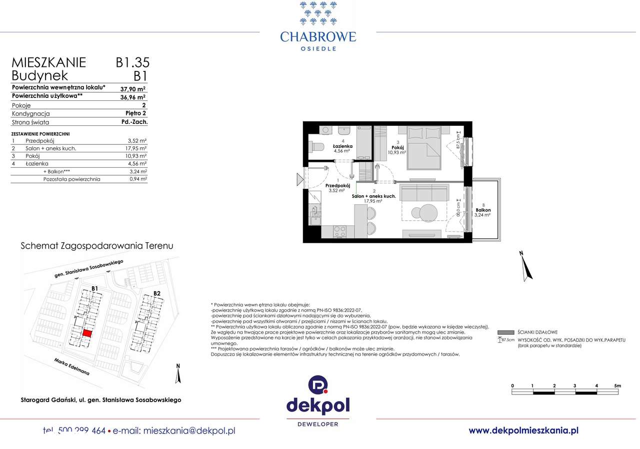 2-pokojowe mieszkanie 36m2 + balkon - Pełny obrazek: 2/7