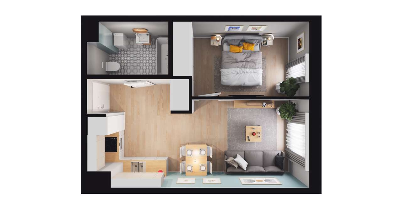 2-pokojowe mieszkanie 43m2 Bez Prowizji - Pełny obrazek: 2/8