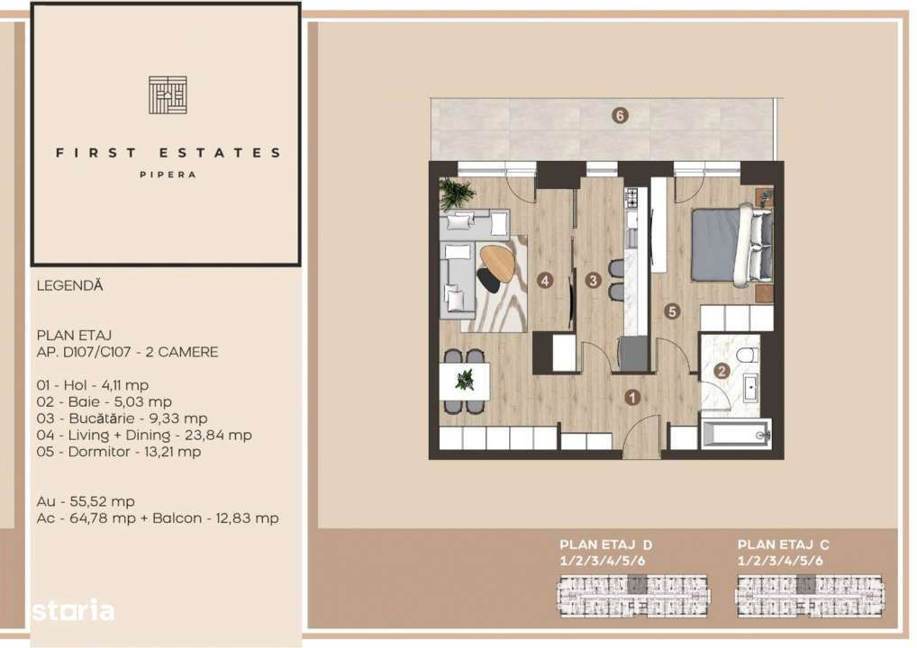 Apartament cu 2 Camere de vazare in First Estates-14