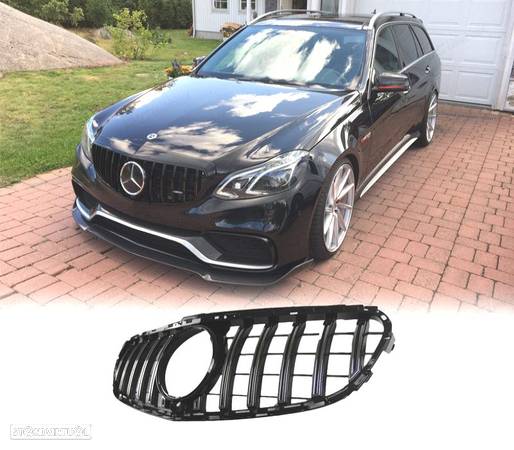 GRELHA FRONTAL PARA MERCEDES CLASSE E W212 13-16 PANAMERICANA GT PRETO BRILHANTE - 1