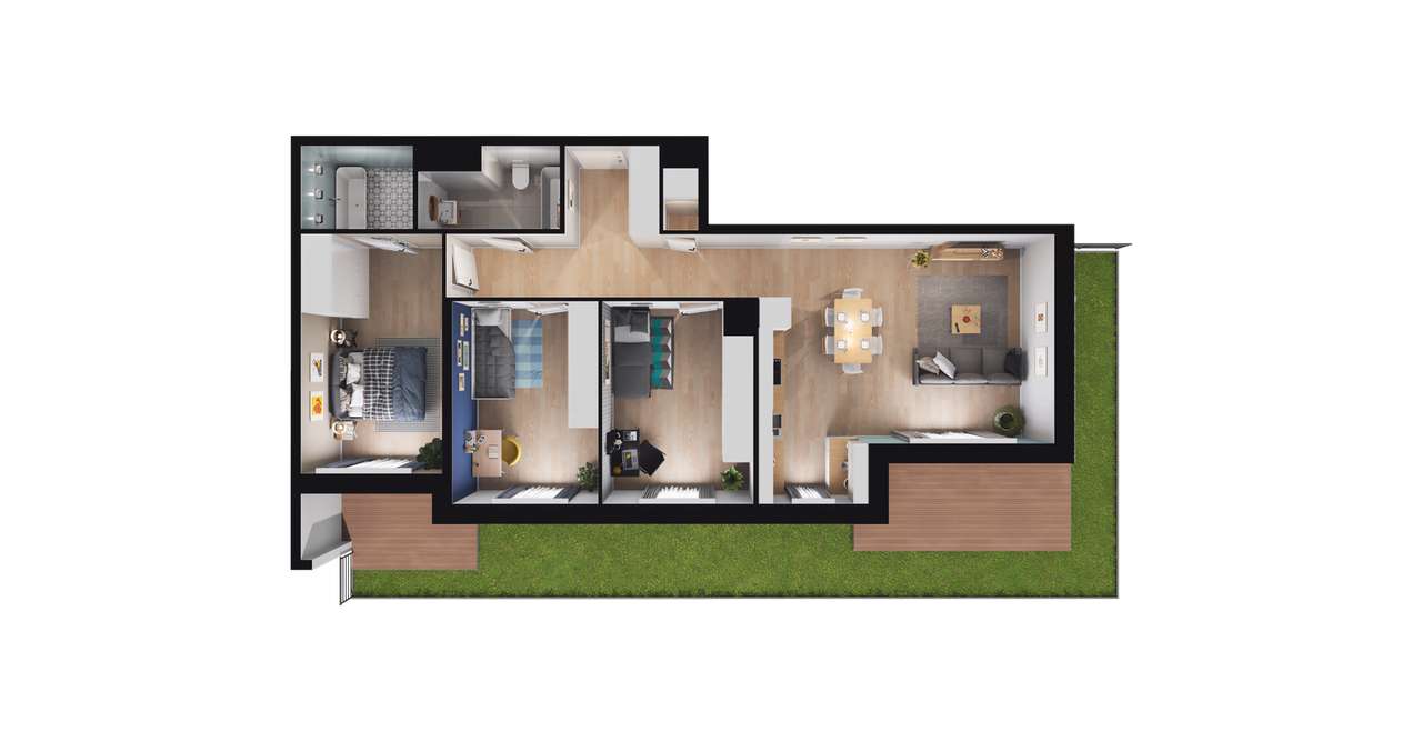 4-pokojowe mieszkanie 83m2 + ogródek - Pełny obrazek: 2/7
