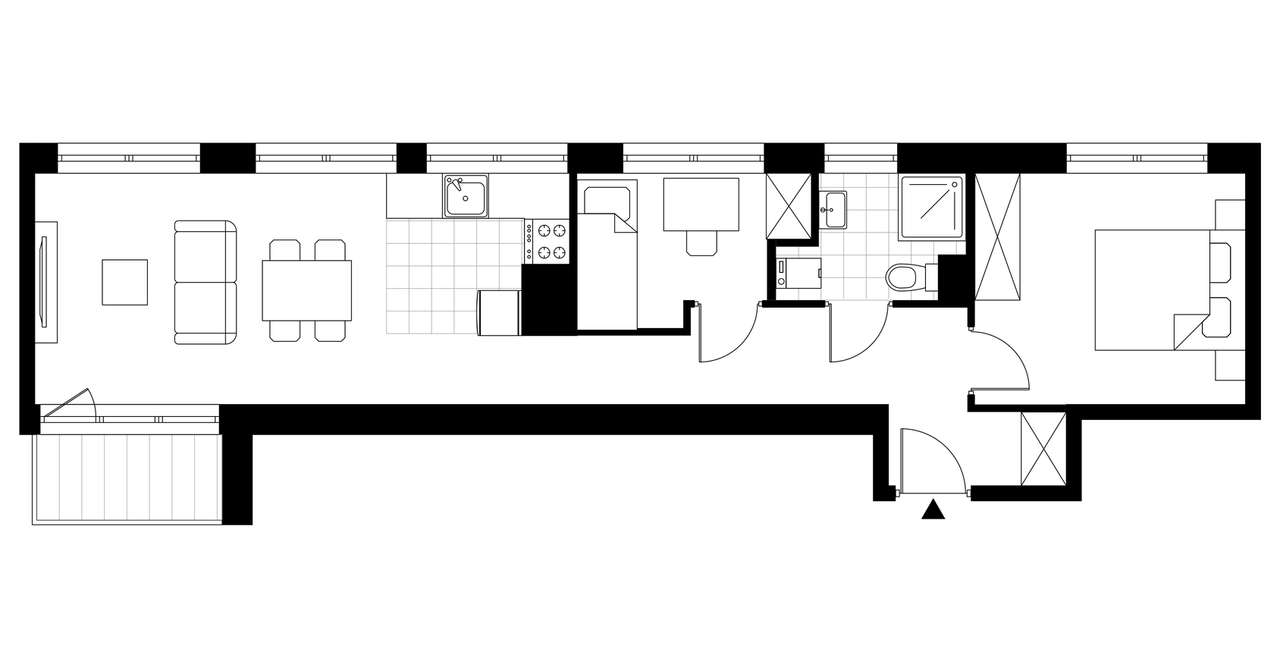 3-pokojowe mieszkanie 48m2 + balkon - Pełny obrazek: 3/8