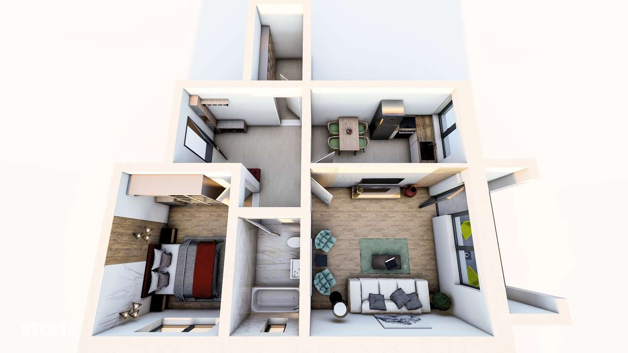 Apartament 2 camere, 60 mp, decomandat, 94 620 €, parcare inclusa.-3