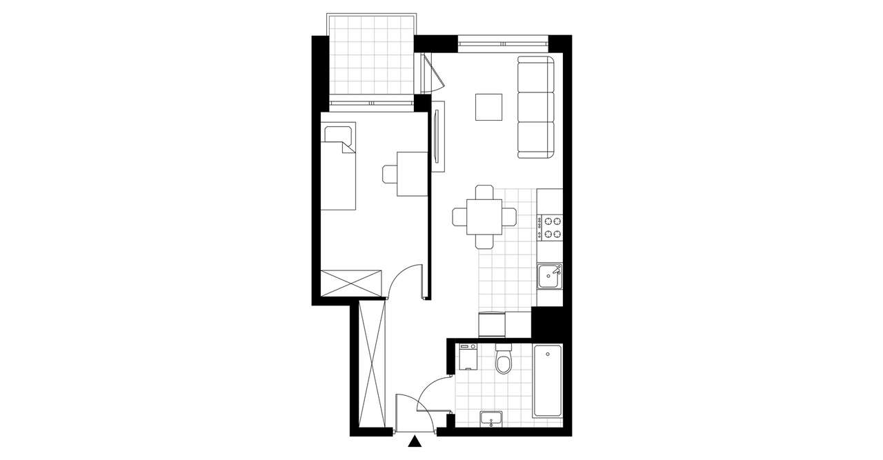 2-pokojowe mieszkanie 39m2 + taras Bezpośrednio - Pełny obrazek: 3/8