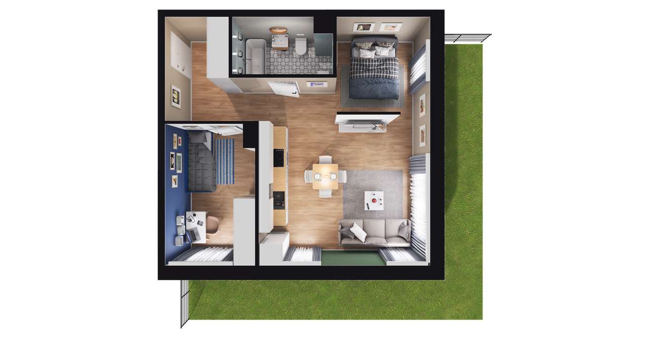 2-pokojowe mieszkanie 46m2 + ogródek Bez Prowizji - Pełny obrazek: 2/8