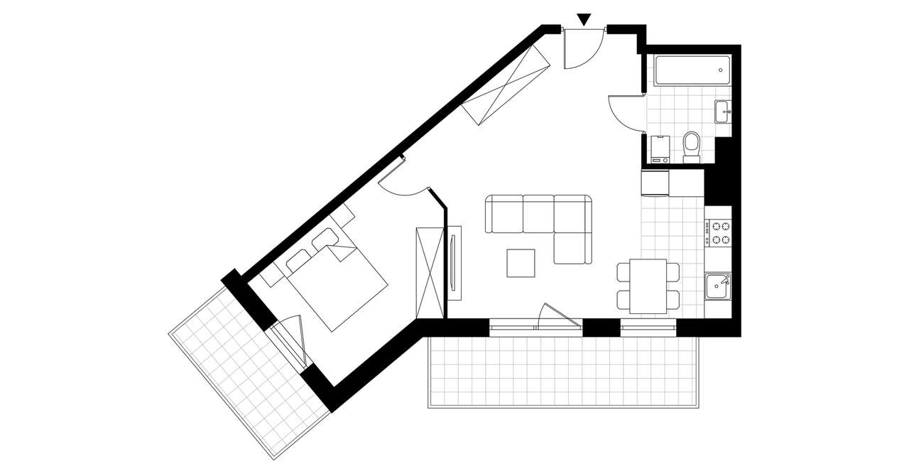 2-pokojowe mieszkanie 46m2 + 2 balkony - Pełny obrazek: 3/8