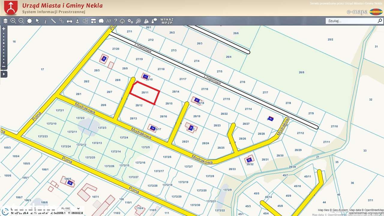 Nekla/działka budowlana  ul.Modrakowa z mpzp-3