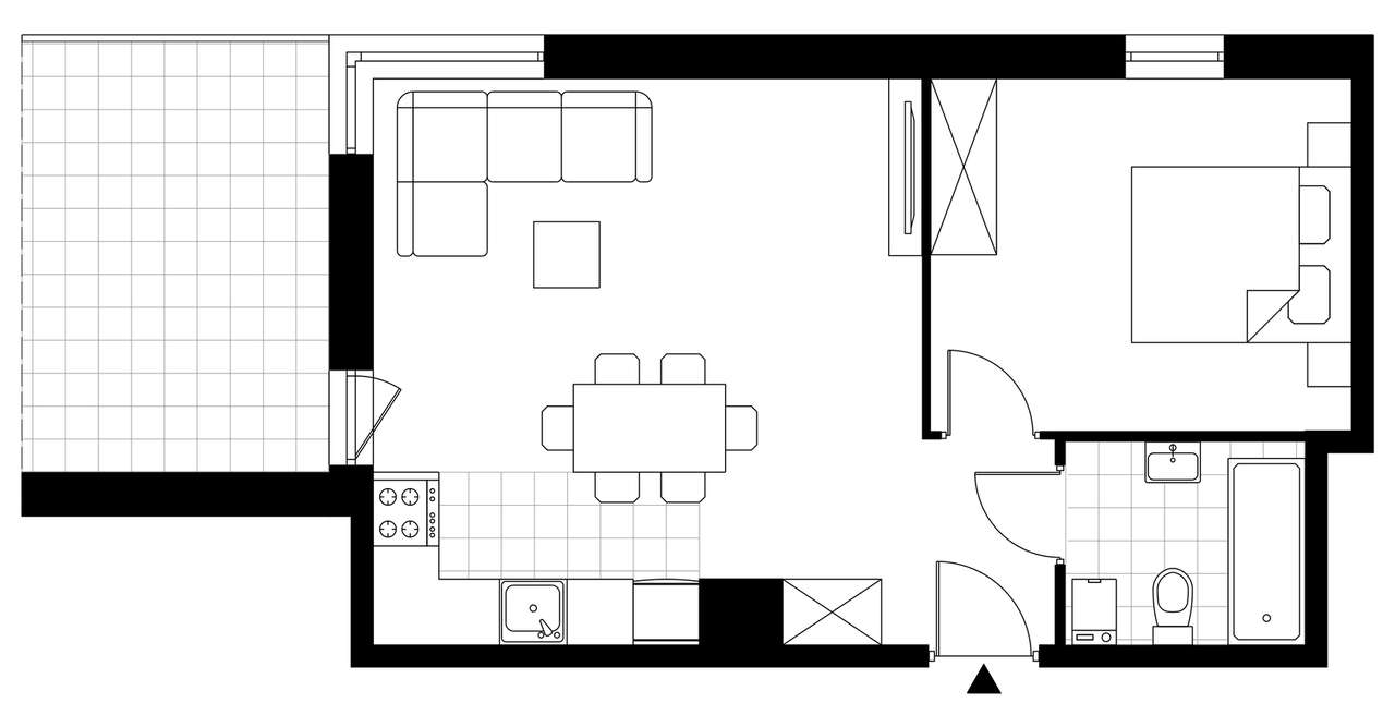 2-pokojowe mieszkanie 43m2 + taras Bez Pośredników - Pełny obrazek: 3/7
