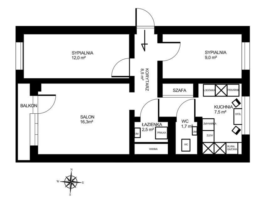 Bezpośrednio - przestronne,  3 pokojowe mieszkanie z balkonem - Pełny obrazek: 4/19
