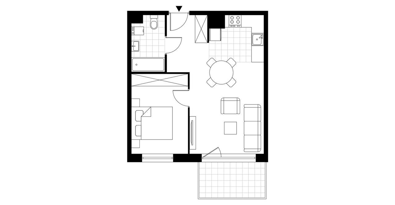 2-pokojowe mieszkanie 42m2 + balkon Bezpośrednio - Pełny obrazek: 3/8