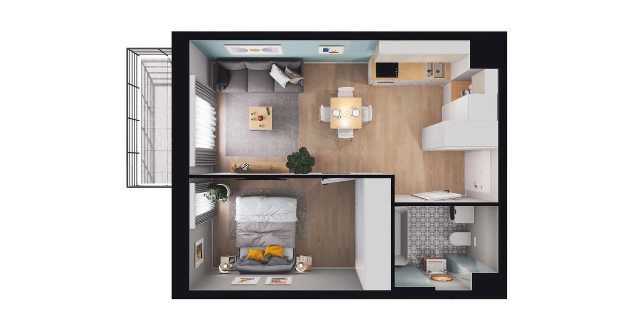 1-pokojowe mieszkanie 38m2 + balkon Bez Prowizji - Pełny obrazek: 2/8