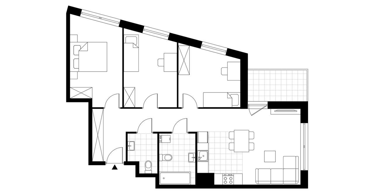 4-pokojowe mieszkanie 74m2 + balkon Bezpośrednio - Pełny obrazek: 3/8