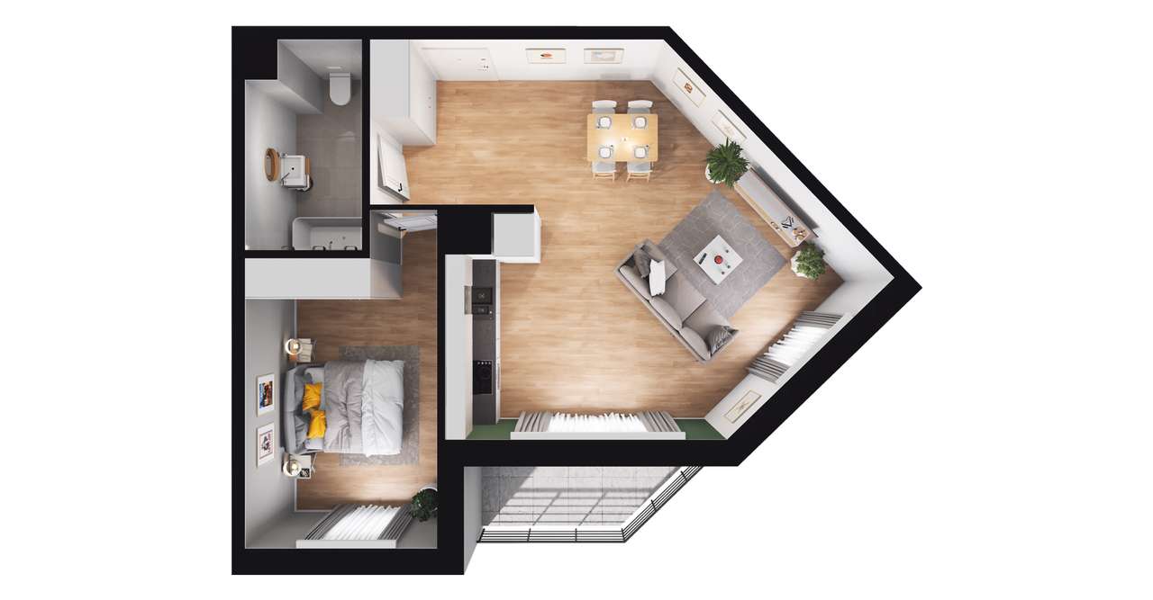 2-pokojowe mieszkanie 51m2 + balkon Bez Prowizji - Pełny obrazek: 2/8