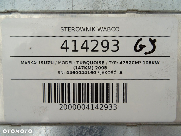 STEROWNIK WABCO ISUZU TURQUOISE 4752cm³ 108KW (147KM) 2005 4460044160 - 5