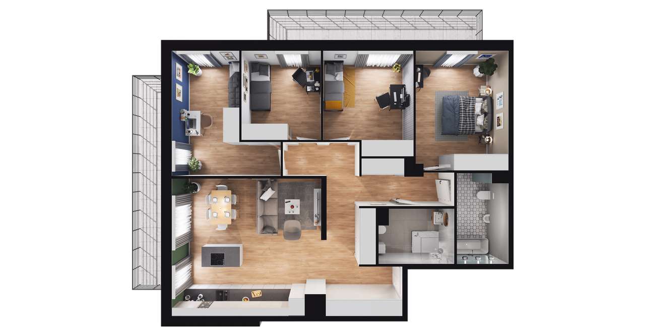 5-pokojowe mieszkanie 108m2 + 2 balkony - Pełny obrazek: 2/8