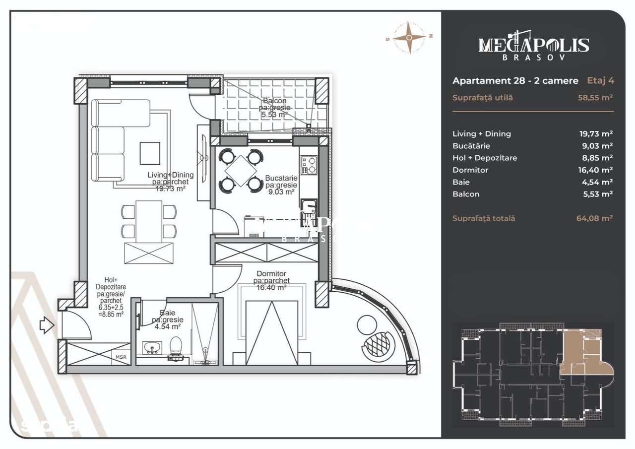 Apartament 2 camere |  Coresi |  Platǎ Tranșe | Credit - Imagine principală: 3/20