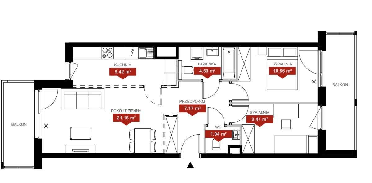 Jeżyce, mieszkanie z 2 balkonami-1