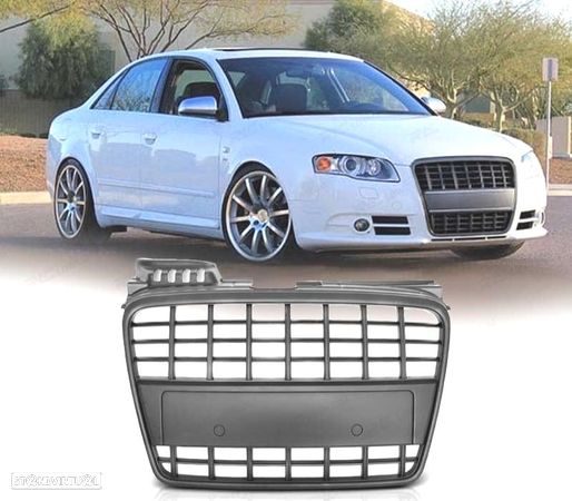 GRELHA FRONTAL PARA AUDI A4 B7 LOOK S-LINE PRETO - 1