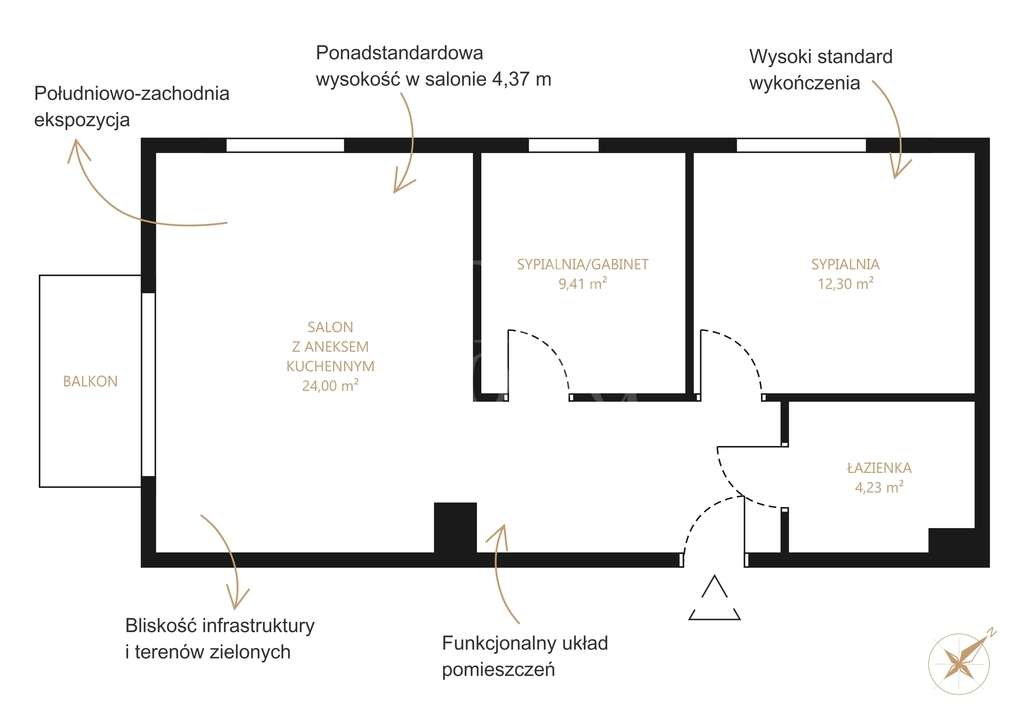 3 pokoje wysoki standard Gdynia Chwarzno Wiczlino - Pełny obrazek: 5/17