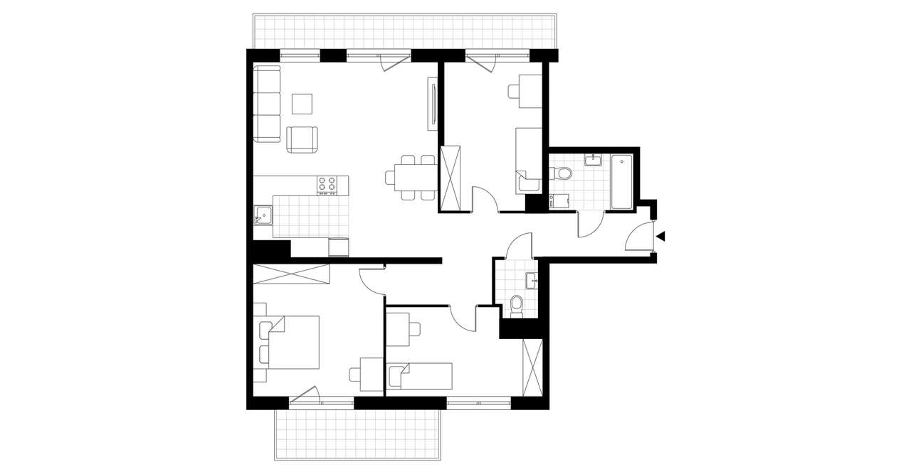 4-pokojowe mieszkanie 92m2 + 2 balkony - Pełny obrazek: 3/8
