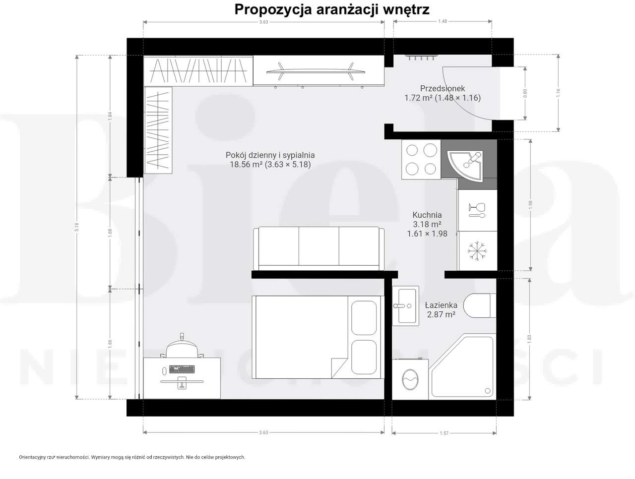 Kawalerka 27m2 ul. T. Zieińskiego 1 piętro - dostępna od zaraz! - Pełny obrazek: 1/2