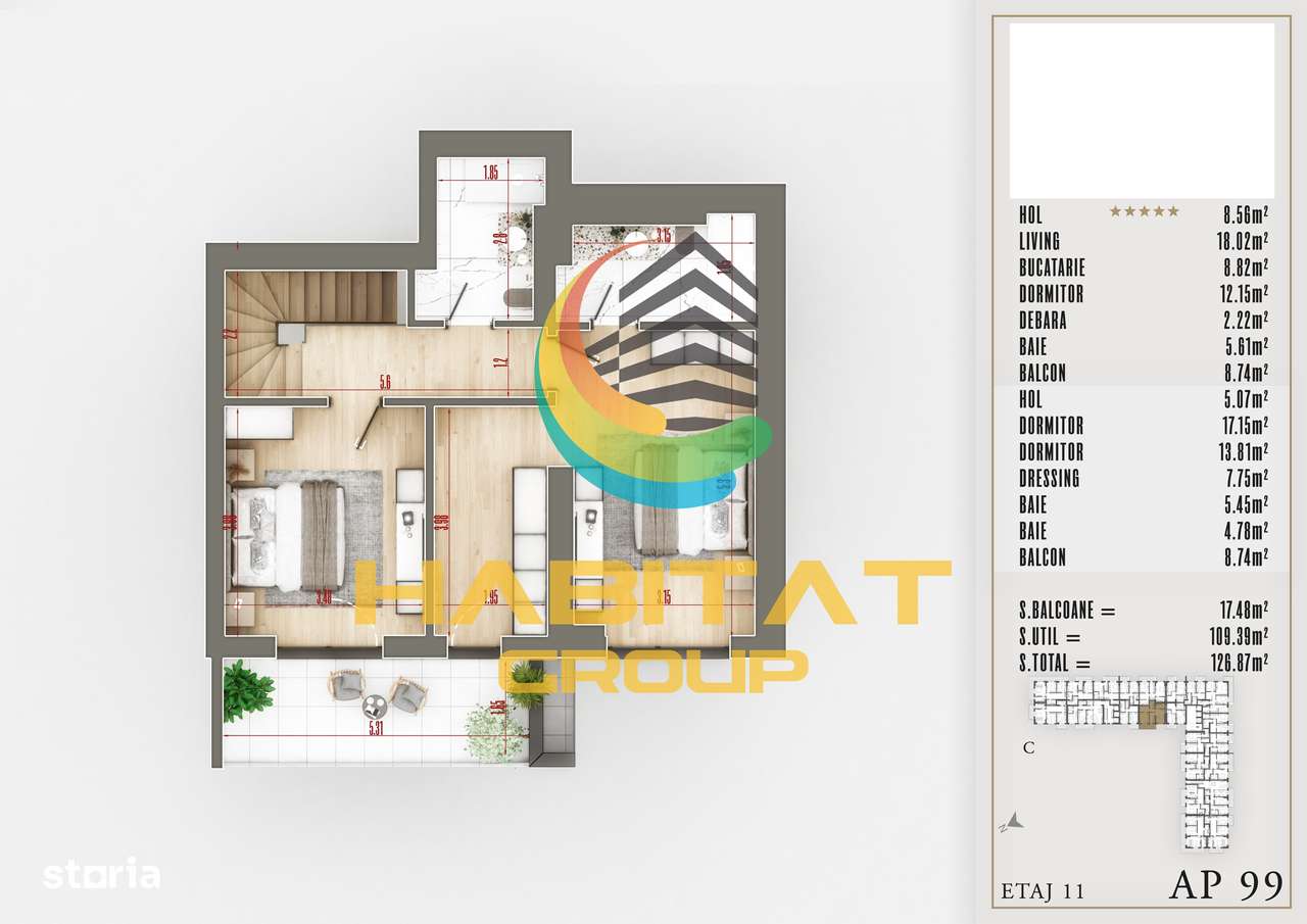 Titan 4 camere duplex 127 mp PREMIUM langa Parcul Teilor - Imagine principală: 3/17