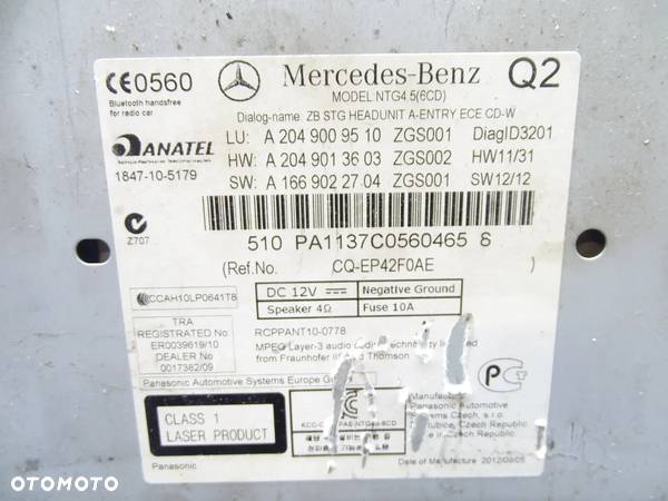 MERCEDES C W204 RADIO NAWIGACJA WYŚWIETLACZ  A2049009510 - 6