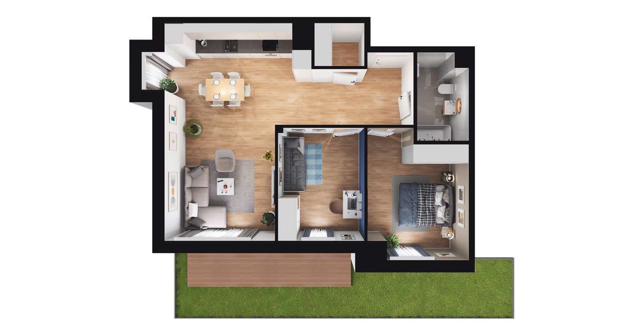 3-pokojowe mieszkanie 60m2 + ogródek Bezpośrednio - Pełny obrazek: 2/8