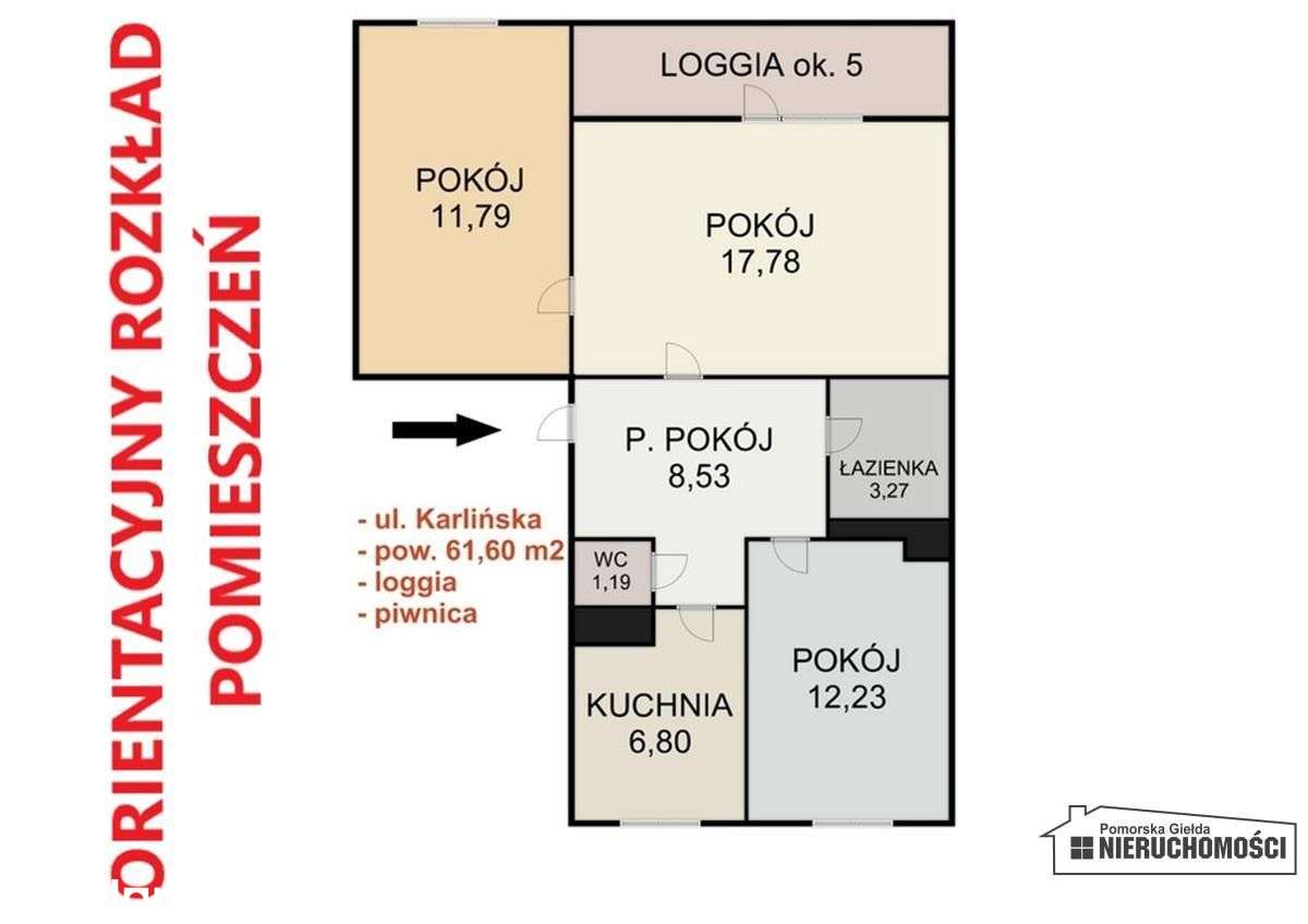 3 pokoje | 61,6 m2 | Os. Zachód | Loggia-16