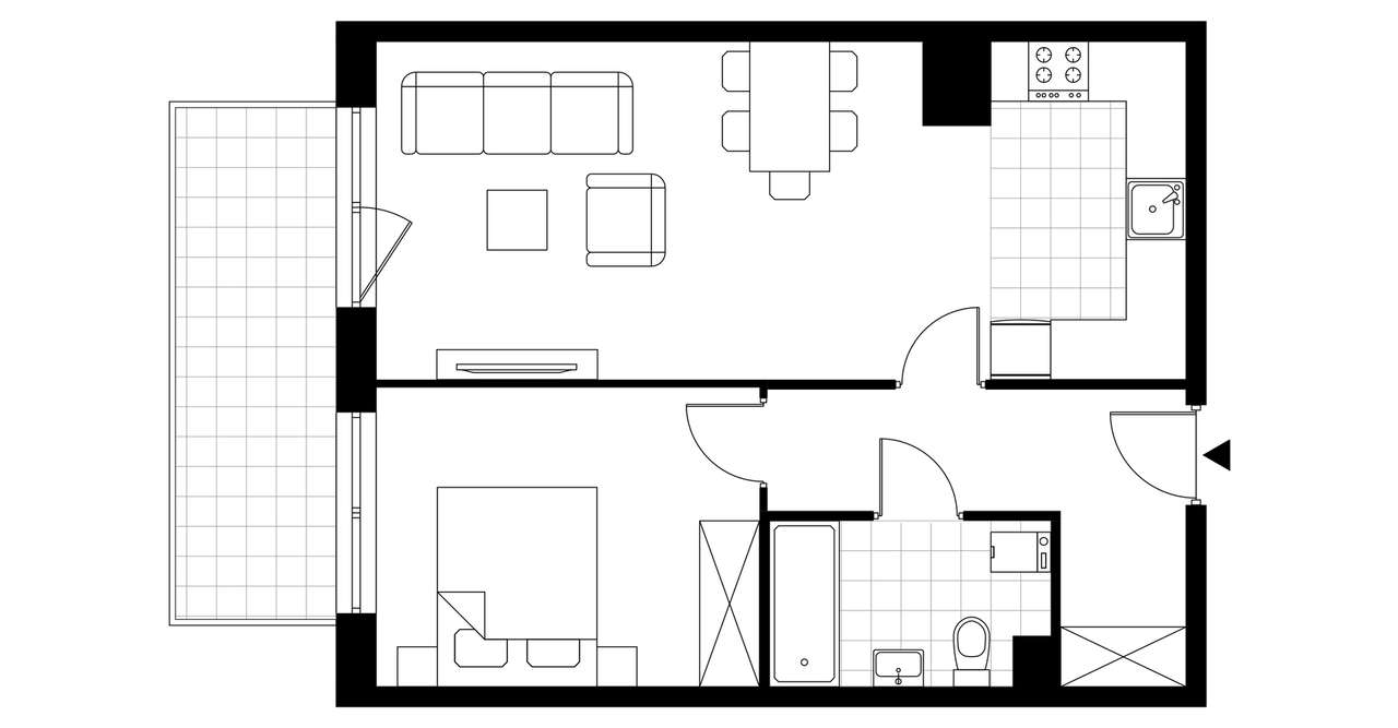 2-pokojowe mieszkanie 49m2 + balkon Bezpośrednio - Pełny obrazek: 3/8