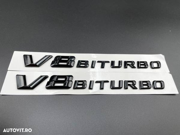 Set embleme Mercedes V8 Biturbo aripa Negru / Crom - 4