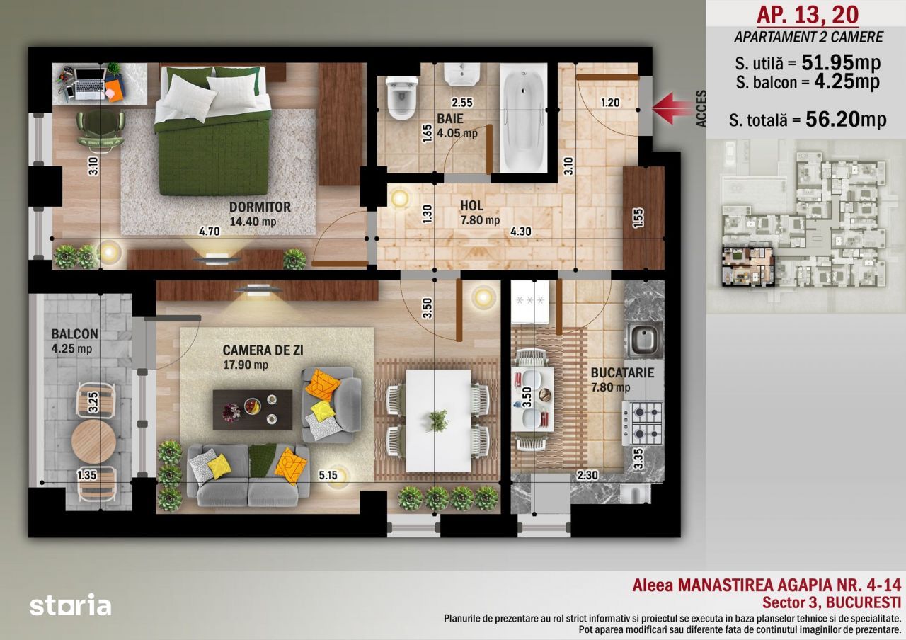 Apartament 2 Camere, Decomandat  Nicolae Grigorescu