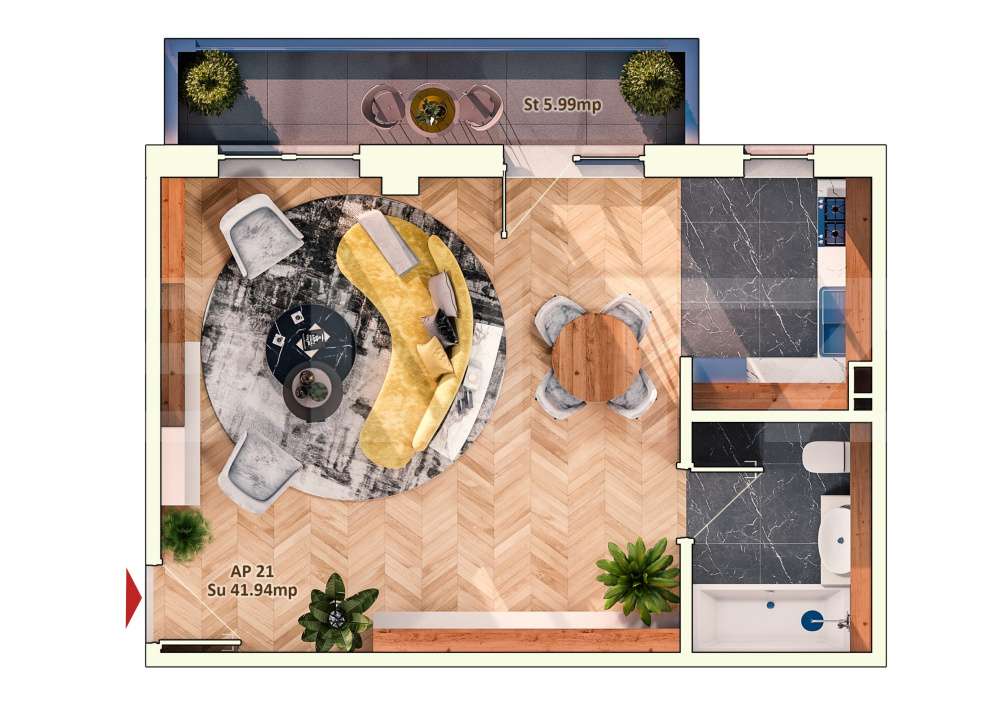 Apartament 1 camera, 42 mp, semifinisat, zona Dorobantilor - Imagine principală: 2/4