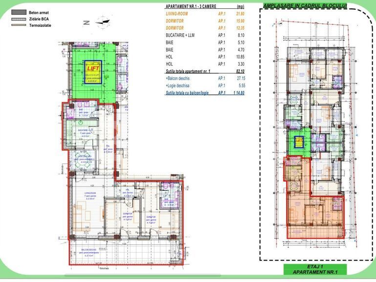 Apartament 3 camere decomandat, 114,8mp cartierul 1Mai