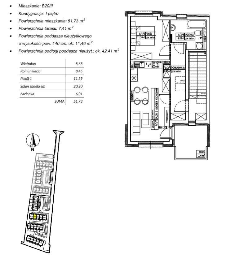 2pokoje z tarasem i powierzchnią do adaptacji. Brzeg Dolny ul. Szkolna-3