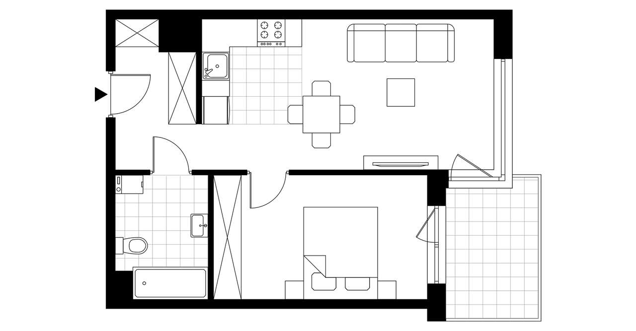2-pokojowe mieszkanie 41m2 + balkon Bezpośrednio - Pełny obrazek: 3/8