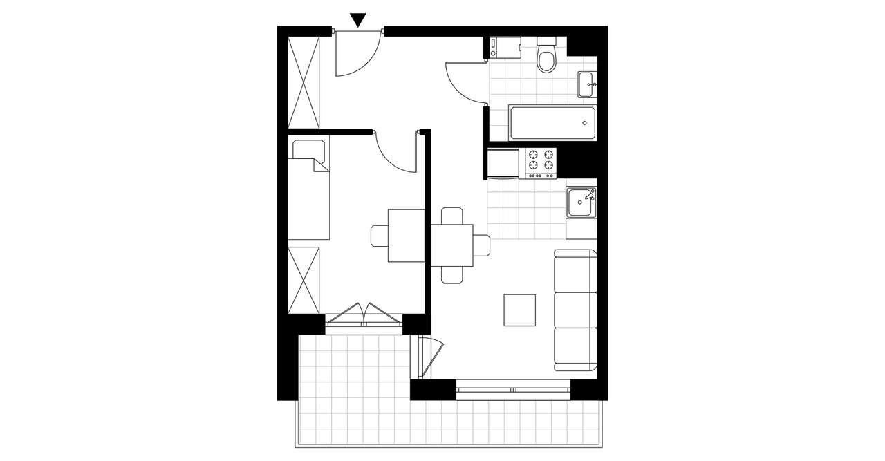 2-pokojowe mieszkanie 32m2 + loggia Bezpośrednio - Pełny obrazek: 3/8