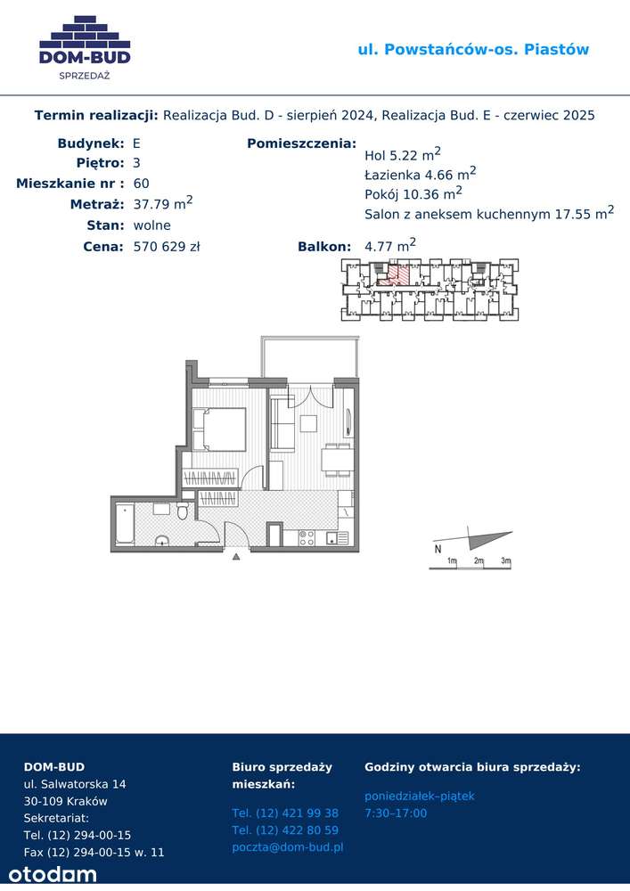ul. Powstańców | mieszkanie 2-pok. | E 60 - Pełny obrazek: 2/8