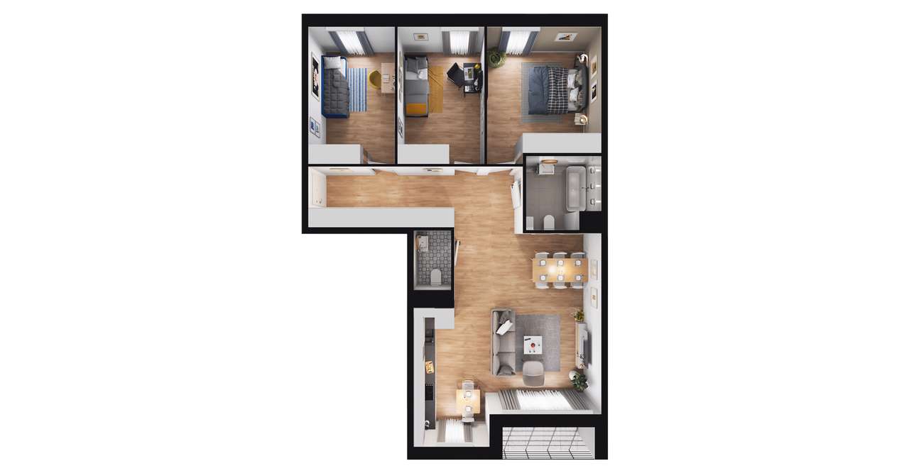 4-pokojowe mieszkanie 85m2 + balkon - Pełny obrazek: 2/8