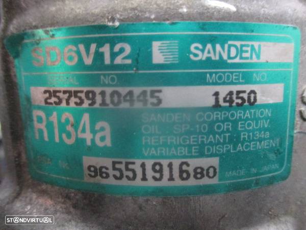 Compressor AC 9655191680 PEUGEOT 1007 1.4HDI 2006 DIESEL SANDEN CITROEN C3 PLURIEL 2005 1.4I GASOLINA SANDEN CITROEN C3 2004 1.4HDI 0P DIESEL SANDEN CITROEN C2 2007 1.0I 0P GASOLINA SANDEN CITROEN C3 2006 1.4HDI 70CV 5P CINZA DIESEL SANDEN - 6