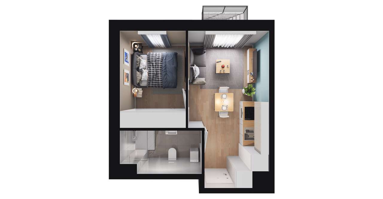 2-pokojowe mieszkanie 27m2 + balkon Bezpośrednio - Pełny obrazek: 2/8