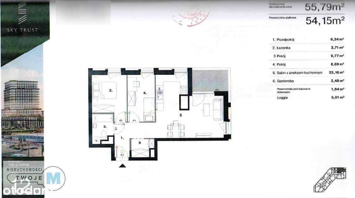 3 pokoje w prestiżowym Apartamentowcu 12 piętro. - Pełny obrazek: 5/5