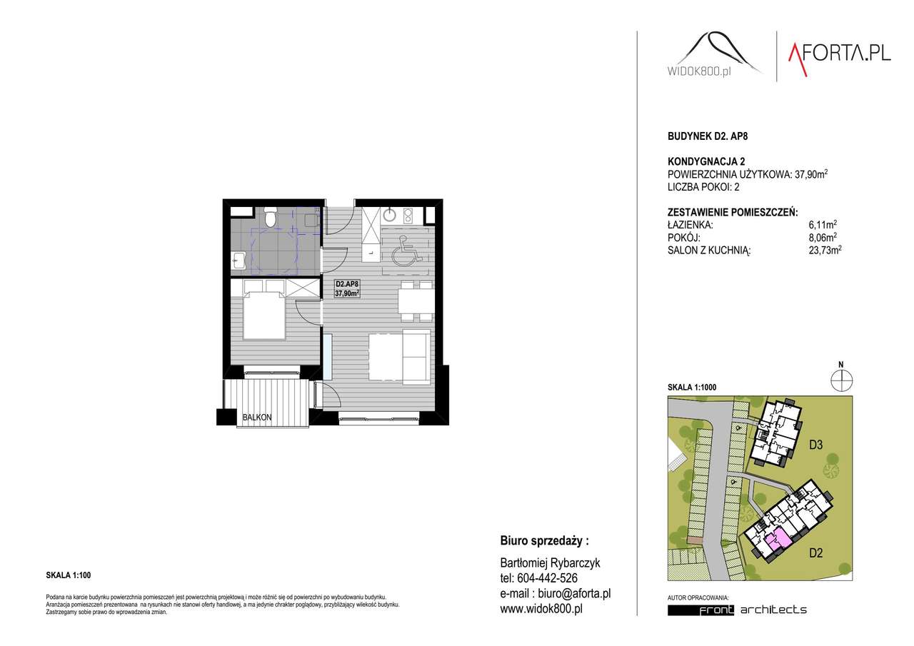 Widok800 | mieszkanie 2-pok. | D2.AP8 - Pełny obrazek: 2/5