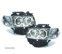 FARÓIS ANGEL EYES PARA VOLKSWAGEN VW T4 CARAVELLE 97-03 FUNDO CROMADO - 1