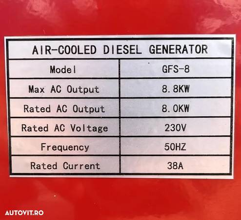 Alta Set Generator De Curent Electric, Diesel, Bauer  GFS - 8  Air Cooled, 10 kVA / 8 KW - 9