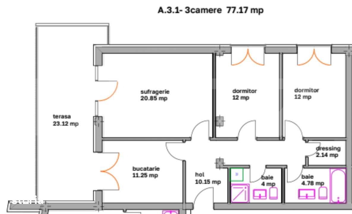 Apartamente spatioase cu 3 camere, balcon si dressing – bloc nou in - Imagine principală: 1/2