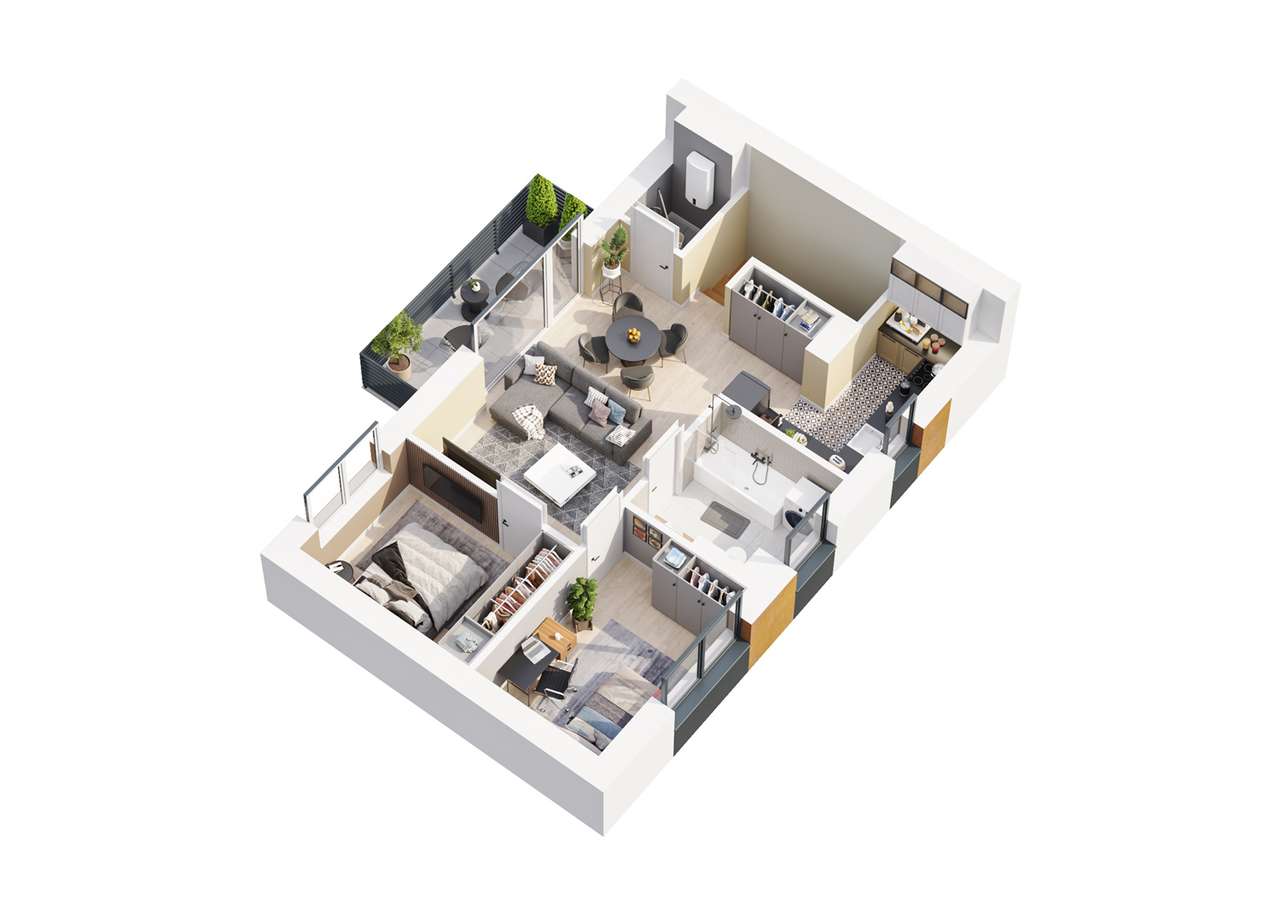 Apartament z balkonem | #Osada Forestia Zawada | 58,80 m² | 3 pokoje - Pełny obrazek: 3/10