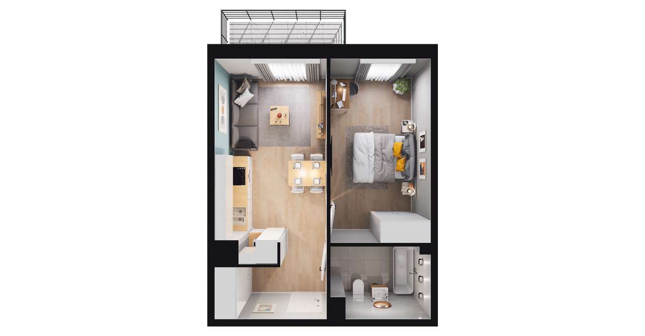 2-pokojowe mieszkanie 37m2 Bezpośrednio - Pełny obrazek: 3/9